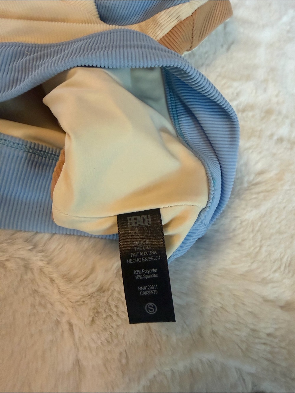 Beach Riot Blue Cream Tan Colorblock Ribbed Crop Top - Picture 5 of 5